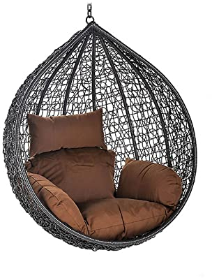 HOME DELUXE - Hängesessel Cielo - Grau, nur Korb - inkl. Sitz- und Rückenkissen I Polyrattan Hängestuhl Gartenschaukel Hängekorb
