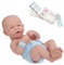 JC Toys 18504 18502 La Newborn Babypuppe First Tear Puppe in Windel mit Flasche und Decke. Geschlossene Augen Echter Junge, blau, 35,56 cm