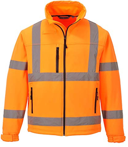 Portwest S424 Hi-Vis Classic Softshell (3L) Waterproof Zips Water Resistant | Orange, Small, EN ISO 20471 Class 3, RIS 3279-TOM, UPF 40+, Bonded with Shell, Internal Pocket, Secure Storage, Rail
