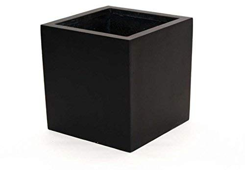 Blumenkübel Fiberglas quadratisch 40x40x40cm elegant schwarz-matt.