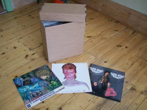 LP +12 SINGLE STORAGE BOX x1 BROWN - super strength- - EACH HOLDS 40-50 RECORDS!