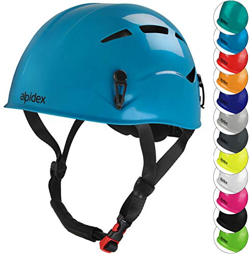 ALPIDEX Kletterhelm | Norm EN 12492 Kletterausrüstung Hartschalenhelm | Universal Passend | Robust | Klettersteighelm | Jugendliche | Erwachsene, Farbe:Turquoise Blue