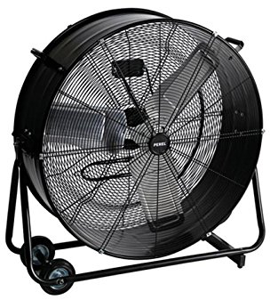 Perel Bodenventilator Ø 75 cm, Trommelventilator, Ventilator groß stark, Windmaschine, Industrieventilator, Trommelgebläse, 2 Geschwindigkeiten, Metall, schwarz, 35.5 kg