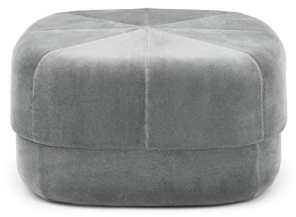 Normann Copenhagen groß grau/Velour Circus Pouf, JAB City Velvet, 100% Polyester, HR Foam, Ø x H: 35 x 65cm