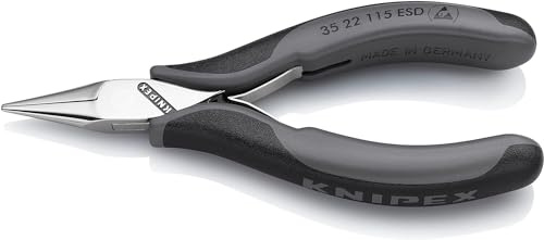 KNIPEX Elektronik-Greifzange ESD, 35 22 115 ESDSB | Mit durchgestecktem Gelenk auf SB-Karte mit Mehrkomponenten-Hüllen 115 mm
