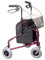 Homecraft Folding Three Wheeled Rollator, Tri Mobility Walker with Lockable Cable Brakes, Carry Bag, Basket and Tray, Walking Mobility Aid, Lightweight Foldable Steel Frame, Ruby