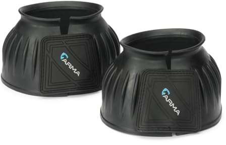 Shires Arma Overreach Bell Boots - 6mm Rubber Shock Absorbing Double Touch-Close - Multiple Sizes Black/Pony