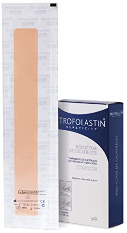 Trofolastin, Reductor de Cicatrices, Apósitos Adhesivos para Cicatrices Hipertróficas y Queloides, Quemaduras y Cortes, Tamaño 4x30cm, 5 Unidades