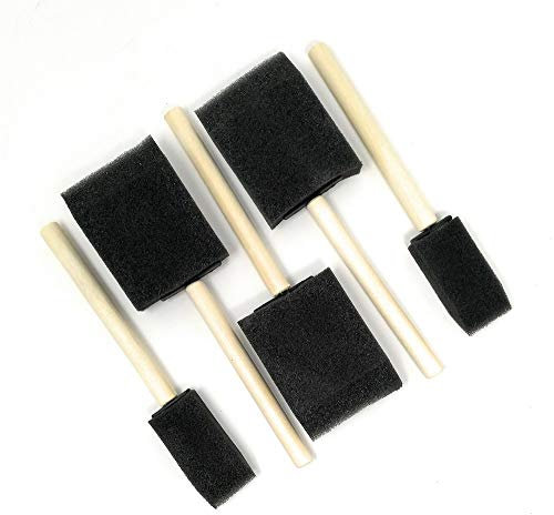 Foam Brush Sponge Wooden Handle Paint Craft Glass Glitter Glue Application 5 PCs