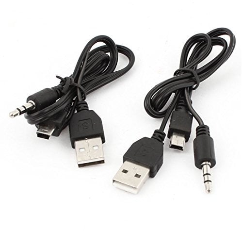 sourcing map 2 Pieces 2in1 Cable, Mini USB to USB and 3.5mm Jack Aux Standard Audio Connection Cable for speakers, Mp3 Players, Mp4 Players