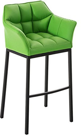 CLP Barhocker DAMASO Kunstleder mit 4-Fuß Gestell I Barstuhl mit Lehne I Tresenhocker mit Edelstahlgestell, Farbe:grün, Gestell Farbe:schwarz