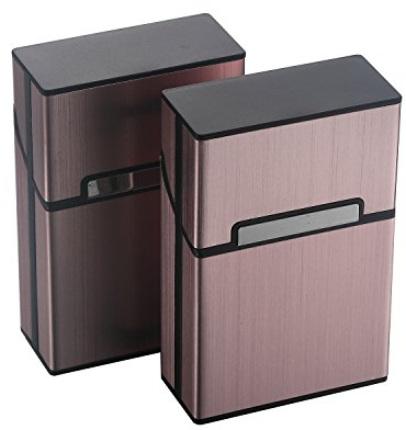 Aluminium Zigarettenetuis von eLander [2er/Set, Rose Gold] Magnetisierte Deckel, Elegante Entwurf Aluminium Zigaretten Kasten