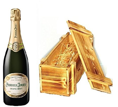 Perrier Jouet Champagner Grand Brut in Holzkiste geflammt 12% 0,75l Flasche