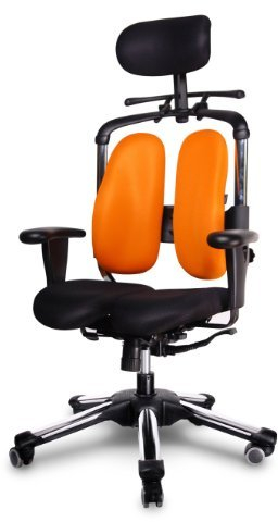 Harastuhl® - ergonomischer Bürostuhl - NIE 04 - gesundes & langes Sitzen bis zu 12H - INNOVATIVER Bürostuhl bandscheibenvorfall - von 1,50m bis 1,95m - Druckentlastung der Bandscheiben (Orange)
