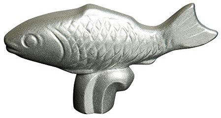 Staub - Pomello per coperchio a Forma di pesce, in Acciaio INOX, Colore: Argento