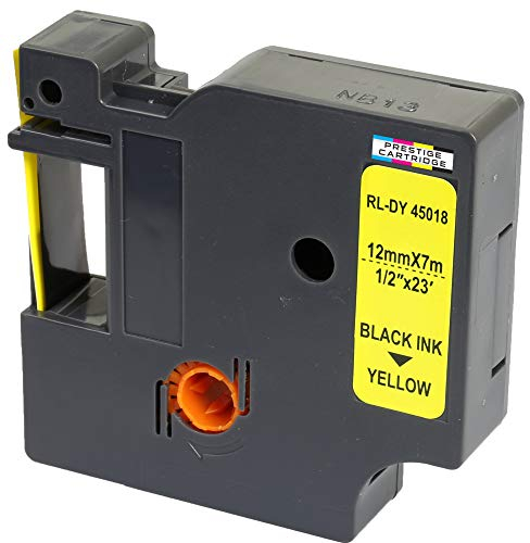 Schriftband-Kassette 45018 S0720580 schwarz auf gelb 12mm x 7m kompatibel für LabelManager LM 160 210D 220P 260P 280 360D 420P 450D 500TS PnP MobileLabeler LabelPoint LabelWriter LW 450 Duo
