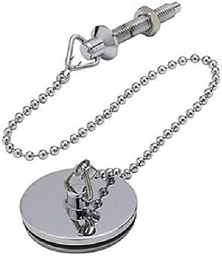 Bulk Hardware BH03911 Tappo Universale per Vasca e Lavabo, in Metallo, con Catena a Sferette 300 Mm, 38 mm, Bianco