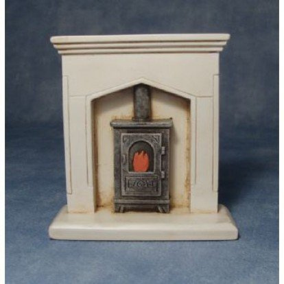 Dolls House Miniature 1:12th Scale Resin Fire Surround & Wood Burner