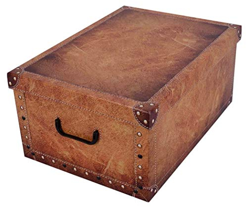 XXL Dekokarton, Aufbewahrungsbox mit Deckel und Griffen. 45 Liter Volumen. Verschiedene Motive (Leder Camel)