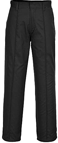 Portwest Men Preston Trouser Jetted Pocket Hook and Bar Closure | Black, 42 Waist, UPF 50+, Regular Fit, Polyester, Sewn in Front Centre Seam, Corporate