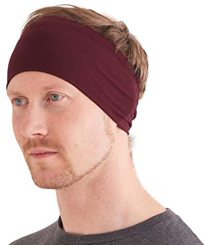 CHARM Herren Japanisch Bandana Stirnband - Damen Headband Haar Band Sport Weinrot
