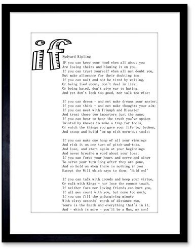 Wee Blue Coo 9x7 '' QUOTE MOTIVATION RUDYARD KIPLING IF WHITE FRAMED ART PRINT F97X1026