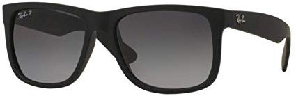 Ray-Ban Man Sunglasses Rubber Black Frame, Grey Polarized Lenses, 55MM
