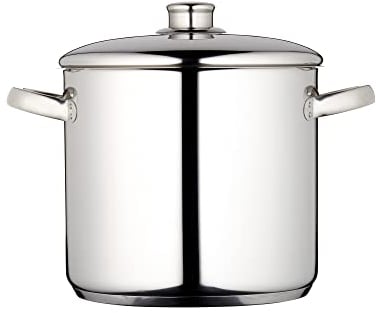 MasterClass Marmita , Marmita de Acero Inoxidable Apta para Inducción con Tapa, Marmita Grande para Sopas, Guisos y Caldos, Pulido Espejo, 7 Litros, Plata