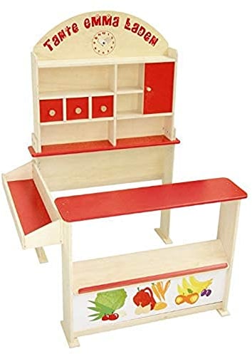 roba Kaufladen 'Tante Emma', Holz natur, mit Theke, Tafel, Seitentheke & Markststand Bedruckung, mit Regale
