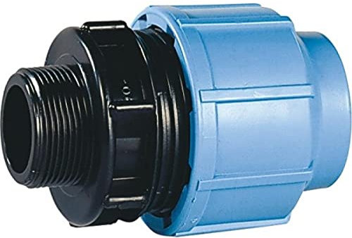 Syveco 1001040 Serie 1001 Polypropylen Armaturen, Männlich Gerade, M40 x 1-1/4