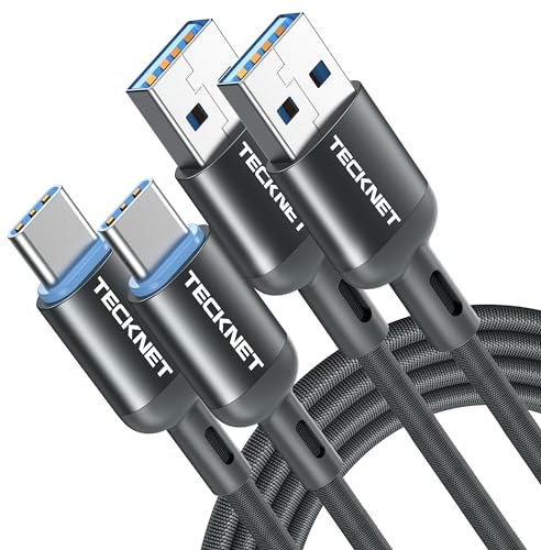 TECKNET USB C Fast Charging Cable, 2 Pack 2M 3.3A Nylon Braided Type C Cable for iPhone Samsung Galaxy S22 S21 S20 Google Pixel Xiaomi Sony Xperia and more