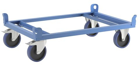 eurokraft pro | Fahrgestell aus Stahl | Für Europaletten, Tragfähigkeit 1000 kg, Ladehöhe 280 mm, blau