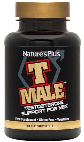 NaturesPlus T-Male Capsules - Herbal Complex and Zinc Supplement - Men's Energy Booster and Stamina - Vegan, Gluten Free - 60 Capsules
