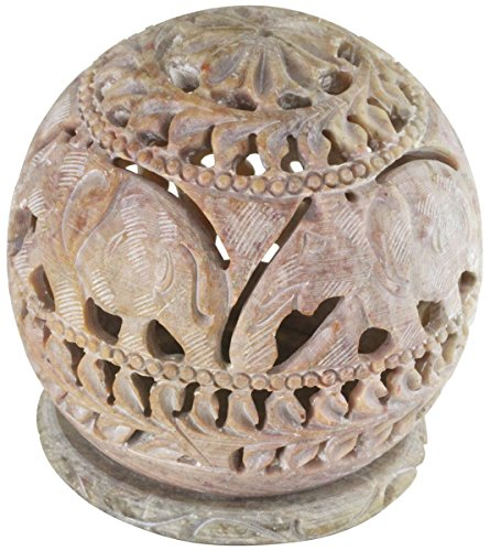 Zap Impex ® Teelicht Schön Stein-Skulptur Kerze Teelichthalter mit geschnitzter Elefant Figuren Dekorative Teelichtlaterne Einzigartige Handgemachte Hauptdekor Steingut 3,5 Zoll