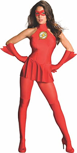Rubies Official Ladies The Flash Dc Comics Adult Costume Dress - Medium UK 12 - 14,Red Halloween