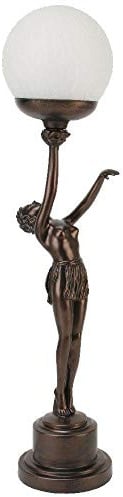 Julianna Art Deco Nora Standing Lady Holding Arm Up Crackle Ball Shade Lamp