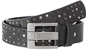 Ledergürtel Gürtel mit Nieten Robust und Langlebig Schwarz 115