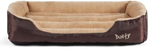 Bunty Deluxe Dog Bed - Small, Medium to XXL Calming Washable Dog Bed - Non-Slip Base, Raised Walls, Fleece Lined Interior, Plush Cushioning, Insulates & Retains Heat - XXL, Brown