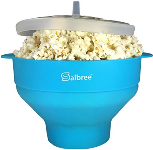 Original Salbree Popcorn-Maker für Mikrowelle, Silikon, zusammenklappbar, BPA-frei, in 15 Farben erhältlich (Türkis)