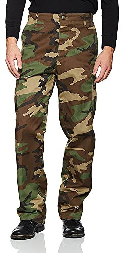 Mil-Tec US Ranger Hose Typ BDU • Herren Cargohose mit 6 geräumigen Taschen • Taktische Hose mit verstellbarem Kordelzug & Gürtelschlaufen • Feldhose für Outdoor, Arbeit & Freizeit • Woodland, XL
