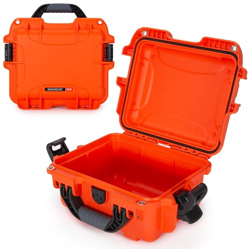 NANUK 905 (leer) – Leichter, wasserdichter Schutzkoffer für Kamera, Drohne und Ausrüstung – Stoßfest – Ideal für Reisen (31,75 x 25,65 x 15,24 cm) (Orange)