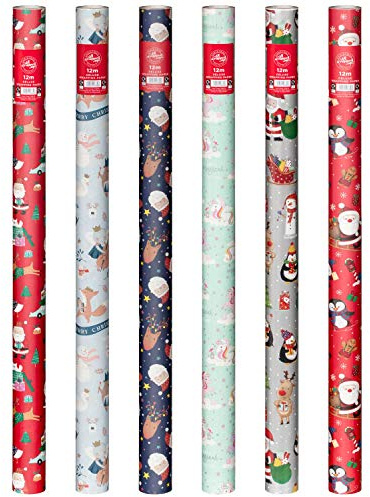 Christmas Wrapping Paper x 3 Rolls 20 Metres Each - 60 Metres Total