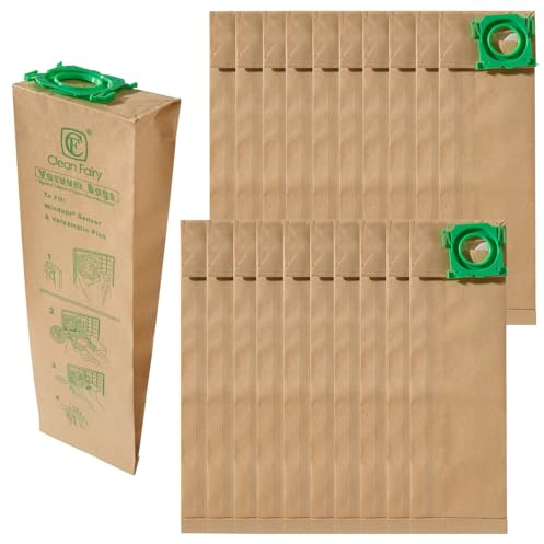 CF Clean Fairy 20pack Vacuum Filter Bags Compatible with Windsor Sensor S12 S15 XP12 XP15 XP18 SR12 SR15 SR18 Versamatic Plus And Sebo C G&X series Replacement for 5300REP