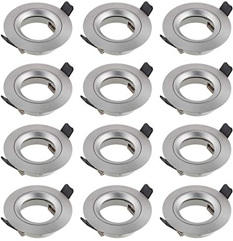 SEBSON Gehäuse für Einbaustrahler mit GU10 Fassung LED Halogen 230V - Einbaurahmen Aluminium, Lochdurchmesser 65mm (min. 60mm, max. 70mm) für Deckenbeleuchtung - 12er Set