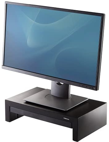 Fellowes Monitorständer Designer Suites, höhenverstellbar um 4 cm, ergonomisch, mit Aufbewahrungsfach, für Monitore bis 21 Zoll BZW. 18 kg