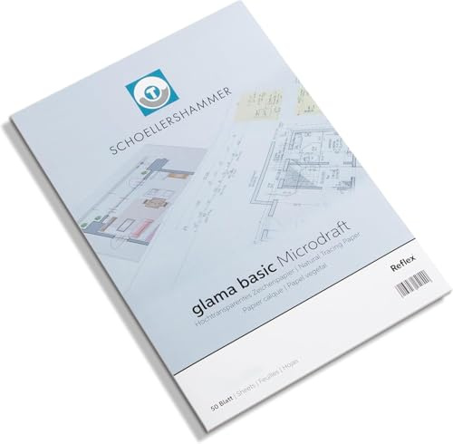 Schoellershammer Glama Basic Transparentpapier Block A4 | 50 Blatt 110 g/m² | ECF, FSC, Über DIN 32.840 Laser, Inkjet, Technisches Zeichnen und Architektur