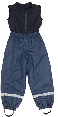 Playshoes Matschhose Regenlatzhose Fleece-Futter Unisex Kinder Wind- und wasserdichte Regenhose Regenbekleidung, Marine mit Fleece-Latz, 86