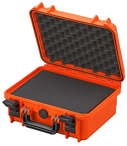 Waterproof Medium Size Protective Hard Camera Case with Foam - IP67 Rated Dustproof Outdoor Protection for GoPro HERO2 HERO3, DSLR, SLR, Lenses and Accessories (Orange)