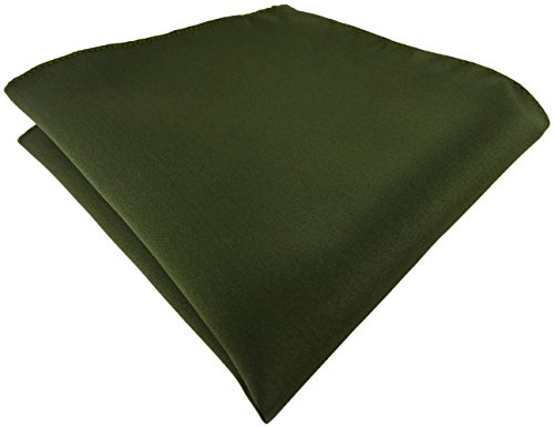 TigerTie Satin Einstecktuch in olivegrün einfarbig Uni - Tuch Polyester - Größe 26 x 26 cm