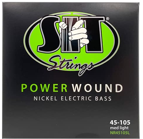 SIT Strings Power Wound Nickel Bass Guitar Strings (S.I.T.), 4-String Bass Medium-Light 45-105, NR45105L